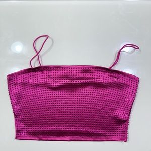 (M) FashionNova Robin Rhinestone Cami - Hot Pink